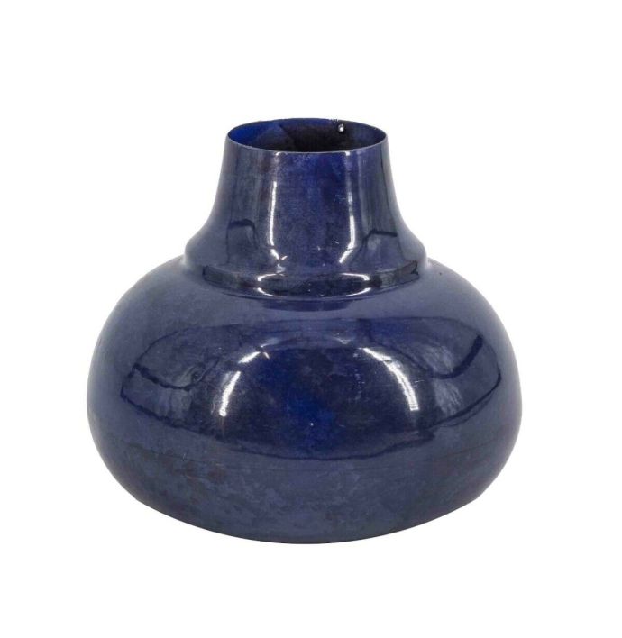 Metalen vaas kobalt blauw 