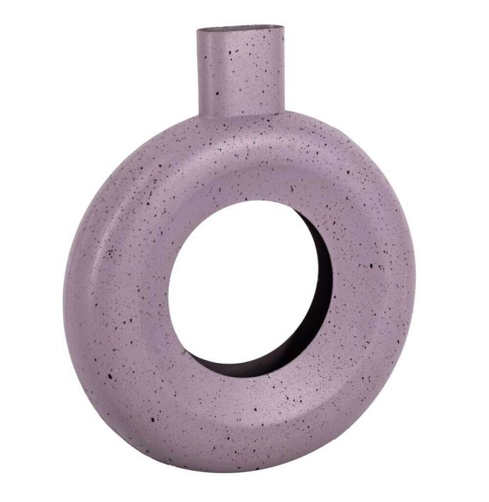 Metalen donut vaas lila dots 