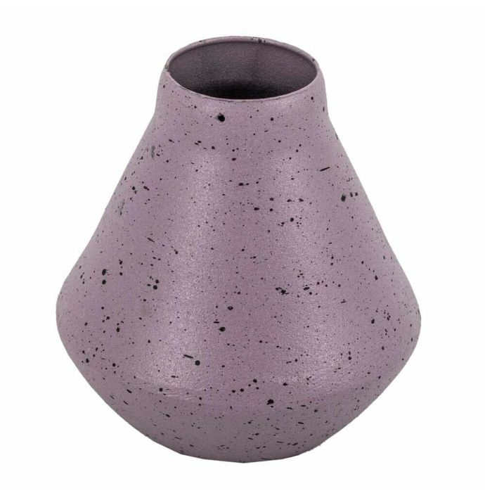 Metalen vaas lila dots 