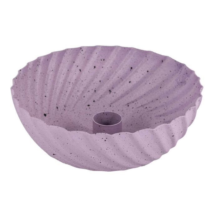 Metalen kaarsenstandaard ribbel lila dots