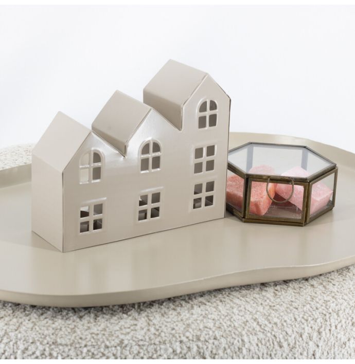 Metalen windlicht huisjes sand