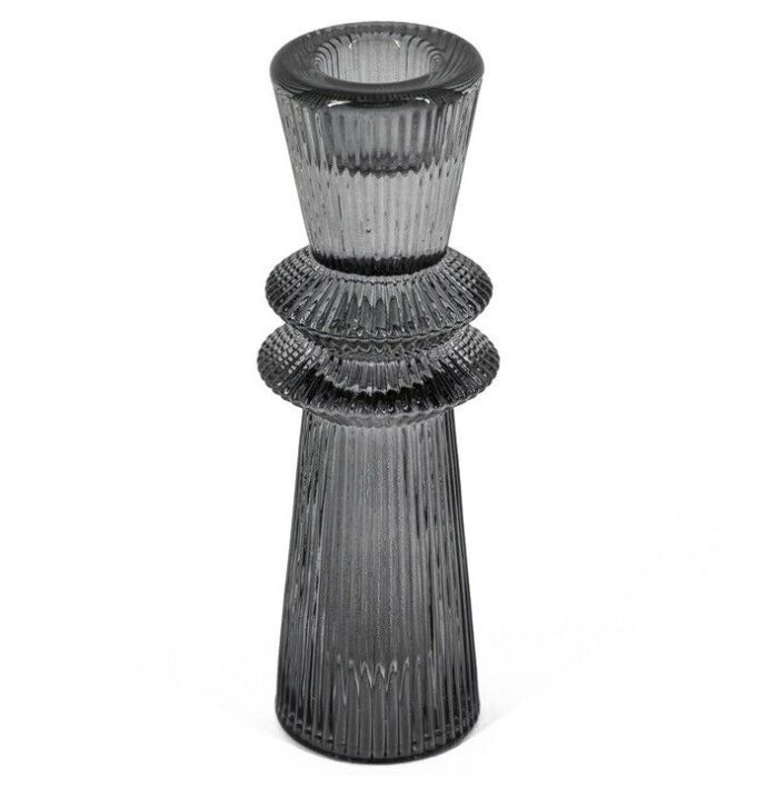 Glazen kaarsenstandaard antraciet