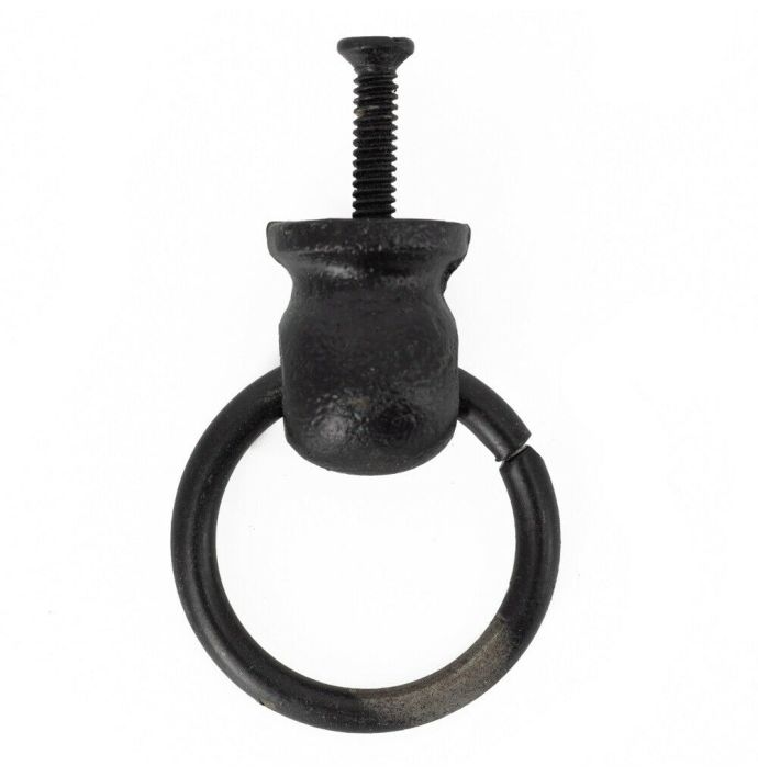 Knopje metaal zwart met ring