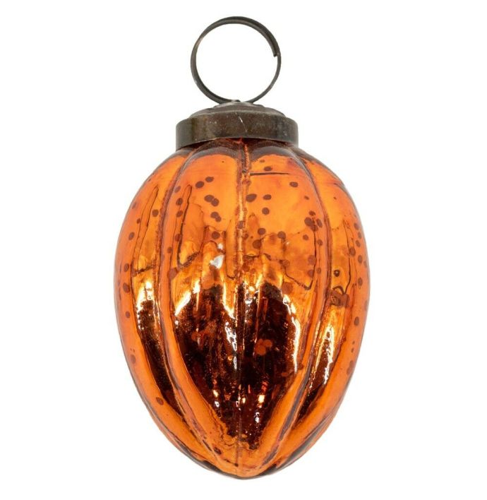 Glazen kerstbal dennenappel copper