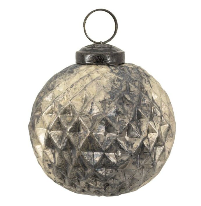 Glazen kerstbal vintage cream