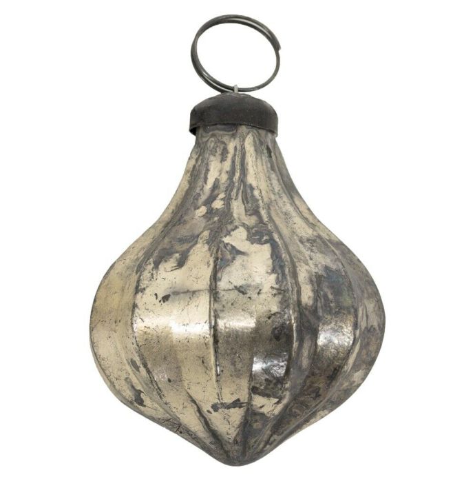 Glazen kerstbal vintage cream