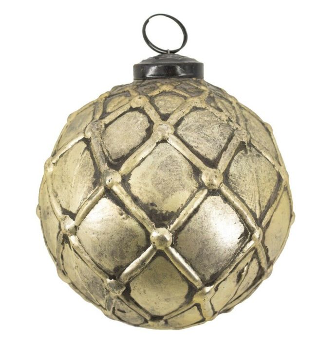 Glazen kerstbal antique gold