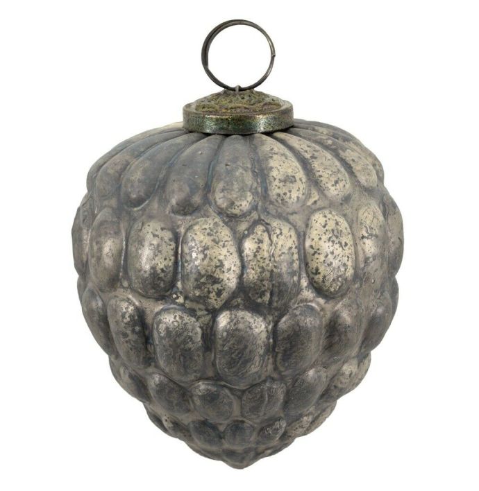 Glazen kerstbal vintage cream