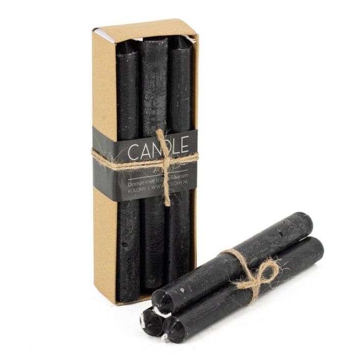 Doos met 6 dinerkaarsen zwart