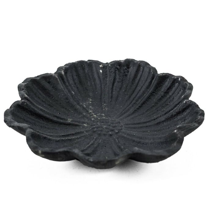 Schaaltje bloem metaal zwart