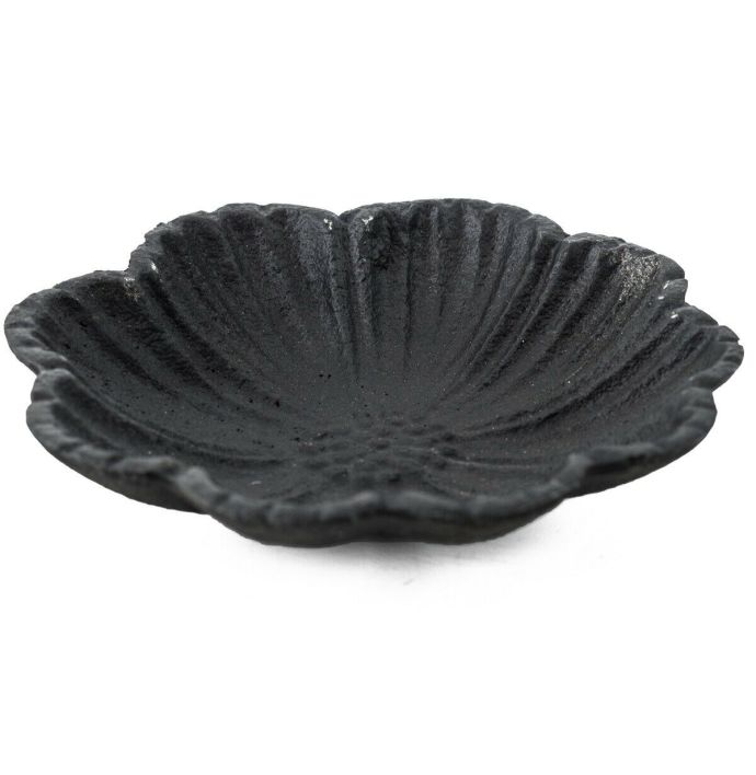Schaaltje bloem metaal zwart