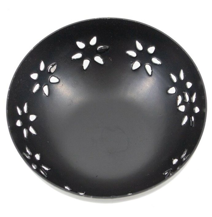 Waxinehouder bloemen zwart 