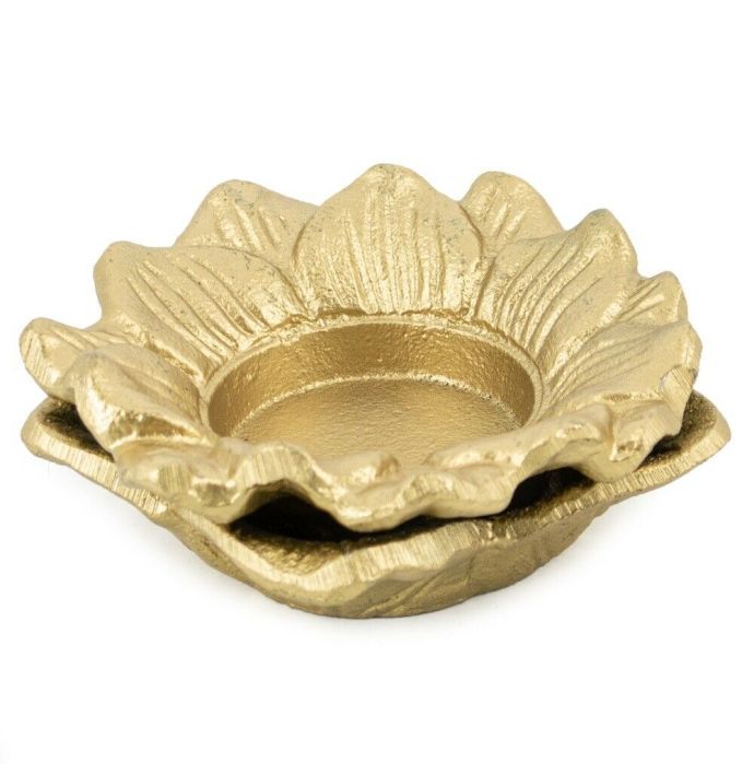 Waxinehouder bloem goud