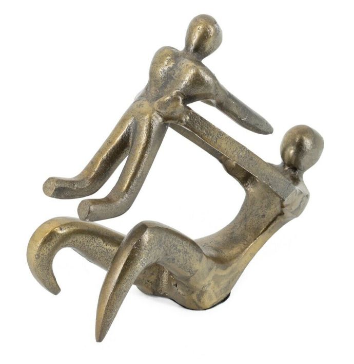 Decoratie beeld metaal ouder met kind goud