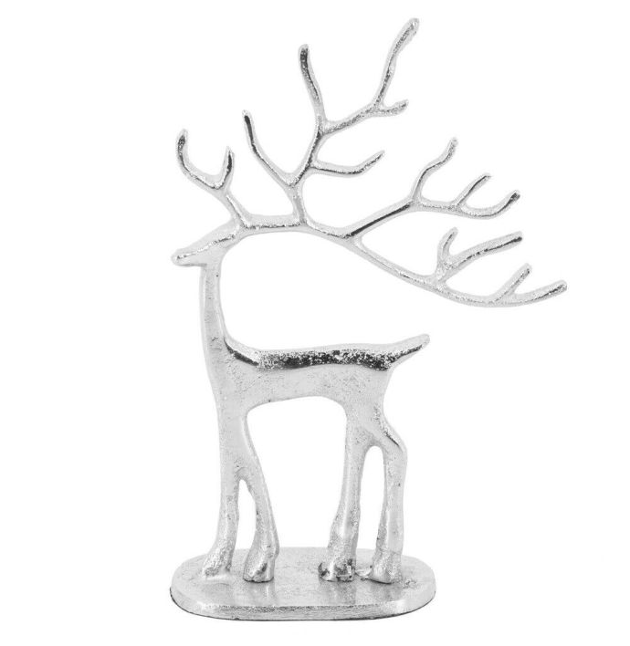 Decoratie beeld metaal rendier zilver