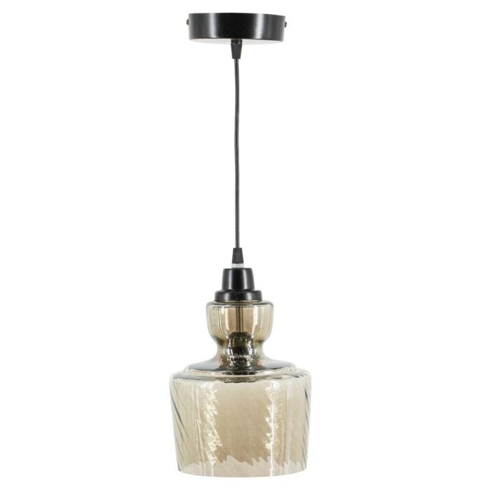 Hanglamp glas smoke/zwart