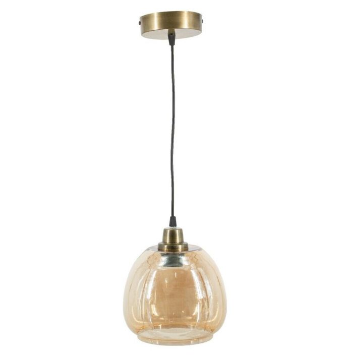 Hanglamp glas roest/goud