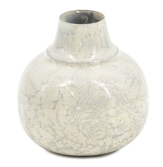 Vaasje metaal white marble