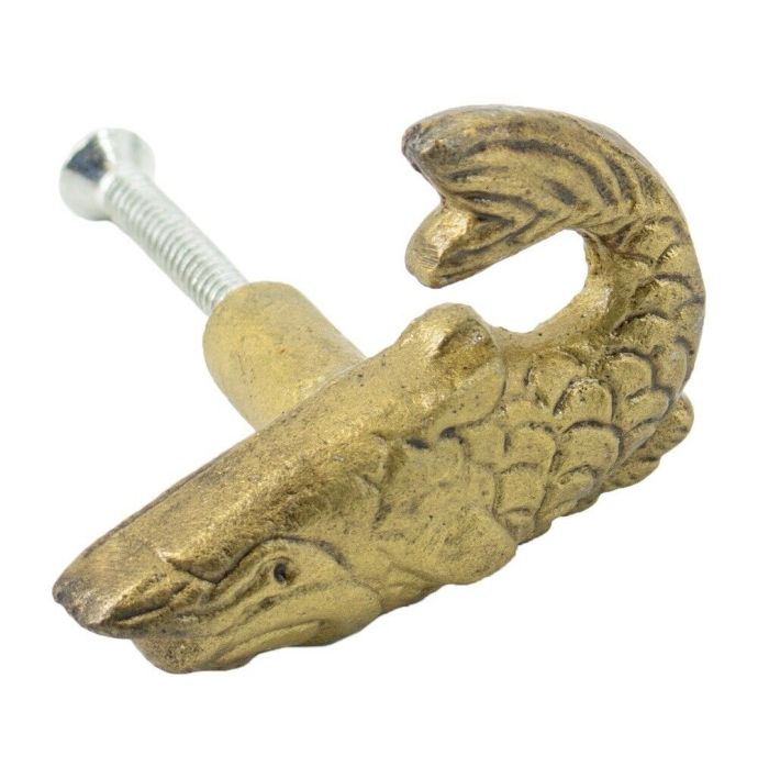 Knopje metaal vis goud