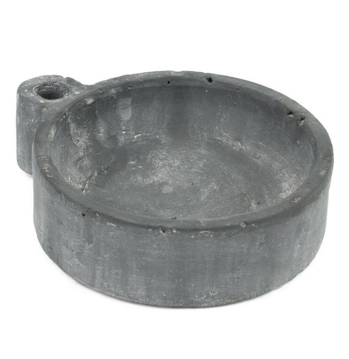 Aardewerk tray rond antraciet