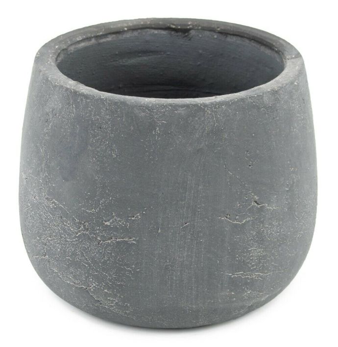 Aardewerk bloempot antraciet