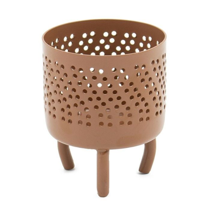 Waxinehouder op pootjes metaal brique