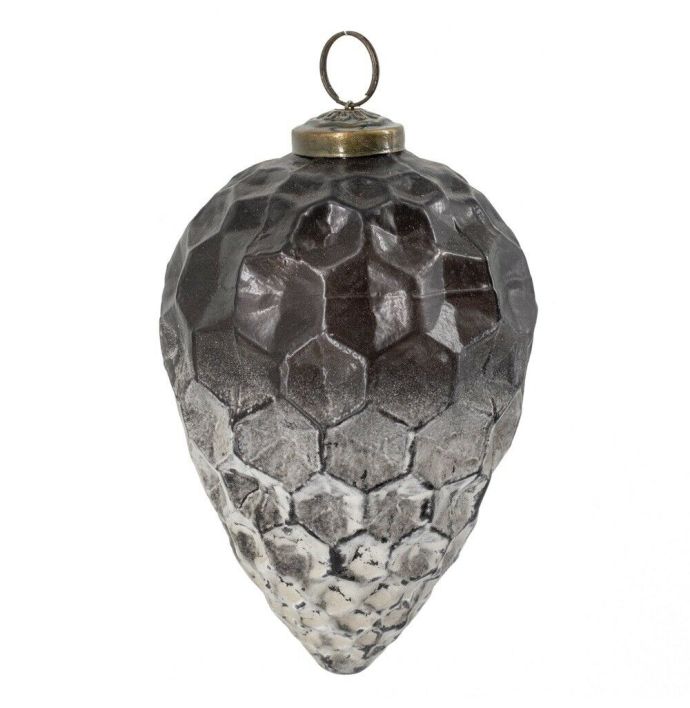 Glazen kerstbal ombre matt black