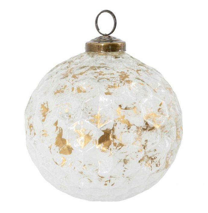 Glazen kerstbal white & gold