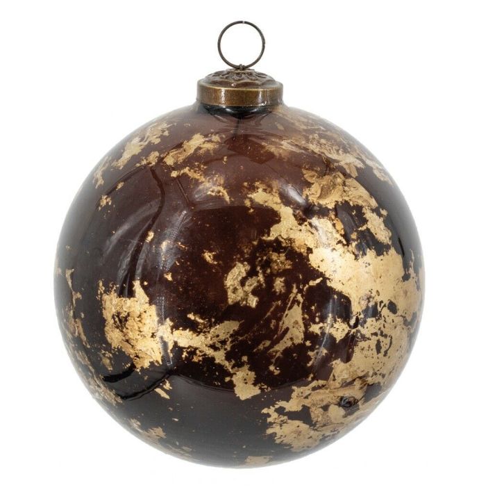 Glazen kerstbal brown marble