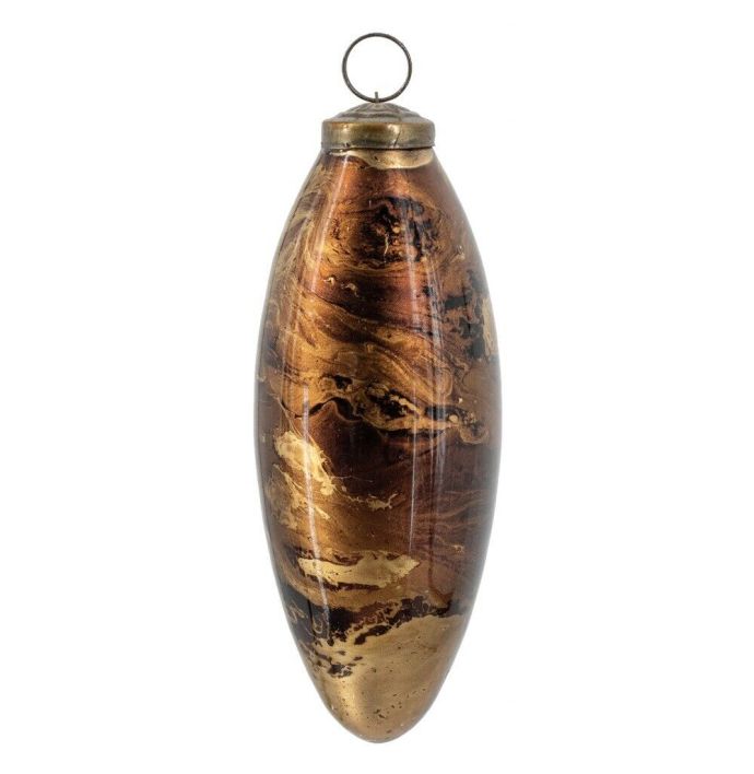 Glazen kerstbal XL brown marble