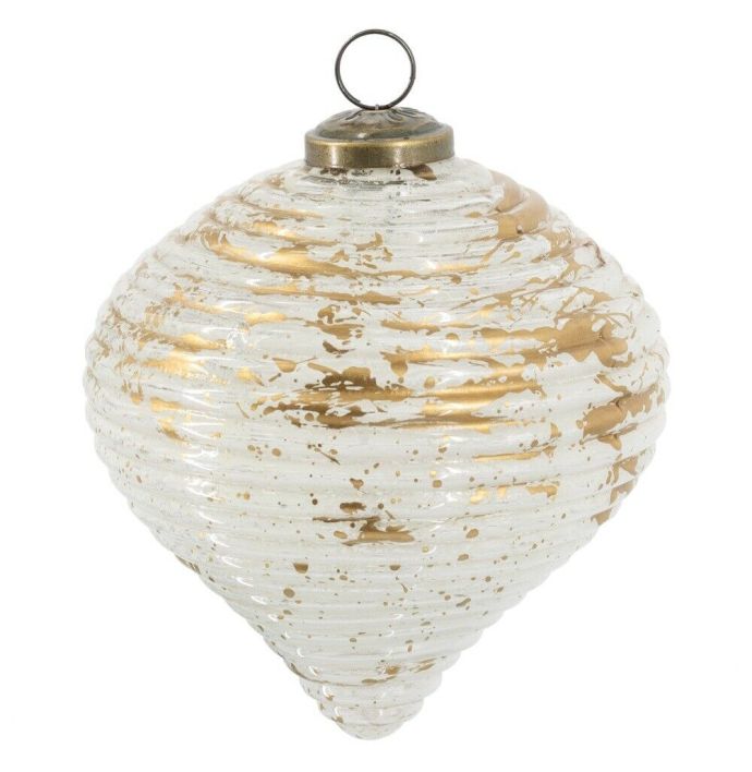 Glazen kerstbal white & gold
