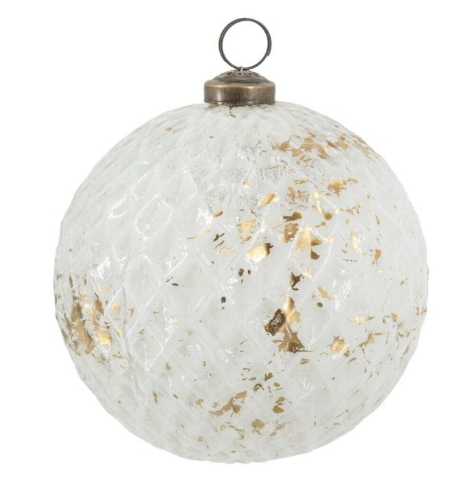 Glazen kerstbal white & gold