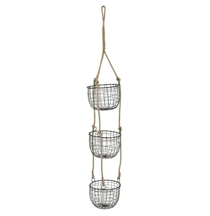 Draadmand hanger small met 3 mandjes