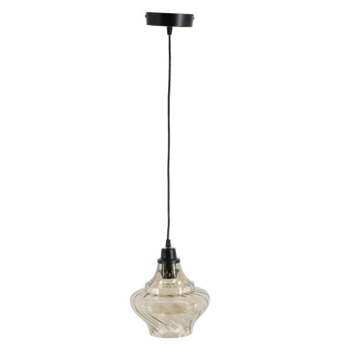 Hanglamp glas smoke/zwart