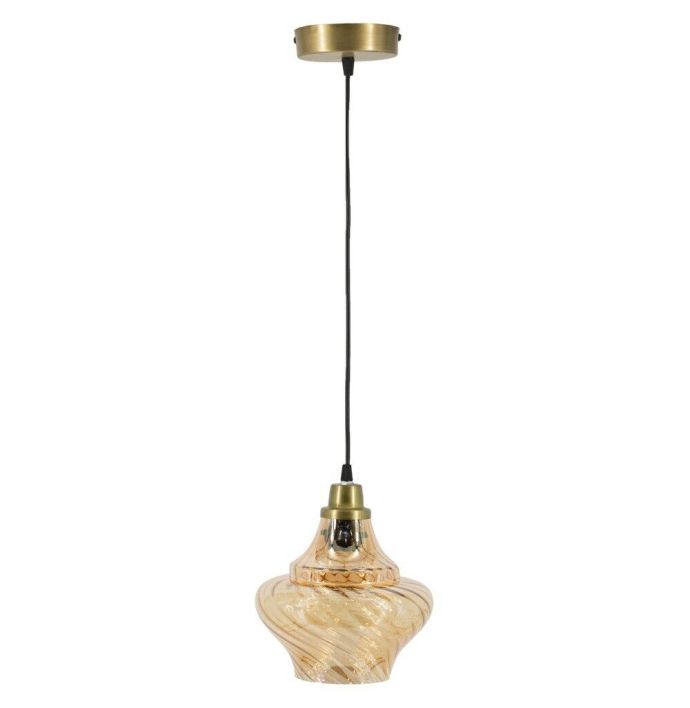 Hanglamp glas roest/goud
