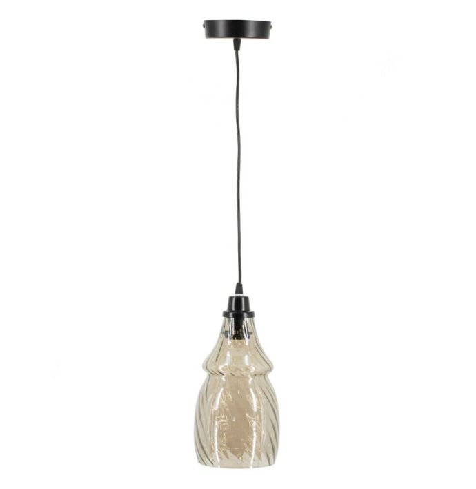 Hanglamp glas smoke/zwart