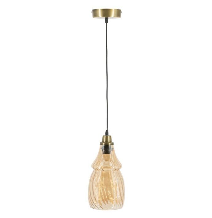 Hanglamp glas roest/goud