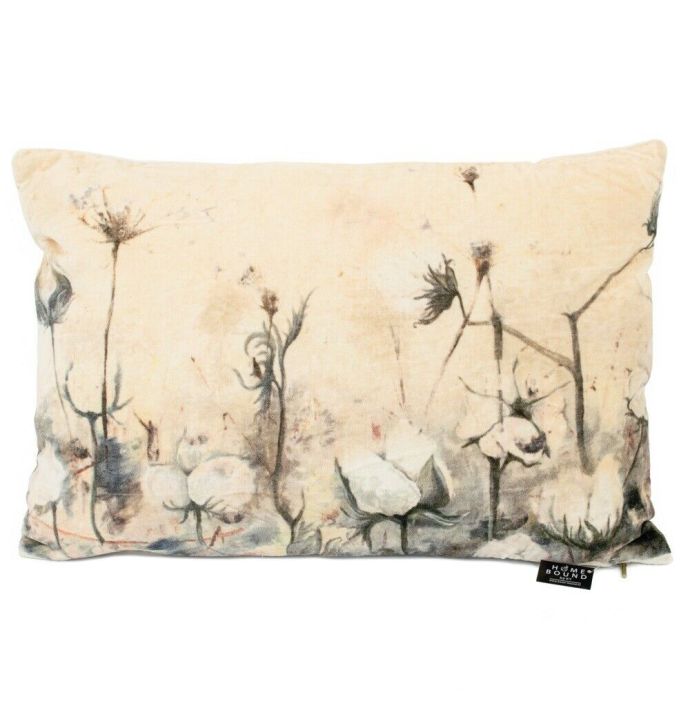 Kussen velvet bloemen