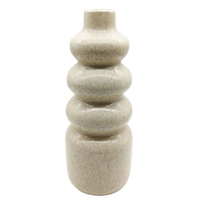 Aardewerk vaas bubbles beige