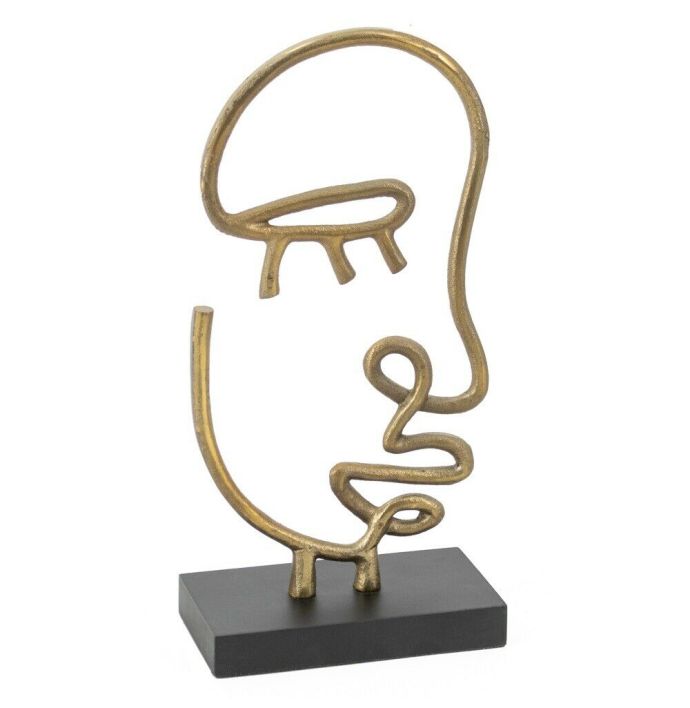 Decoratie beeld gezicht lijn goud