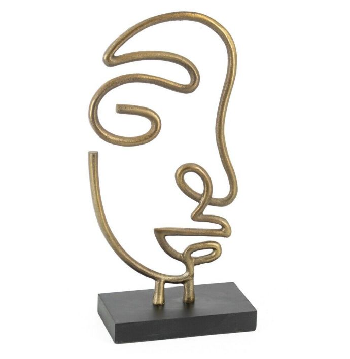 Decoratie beeld gezicht lijn goud