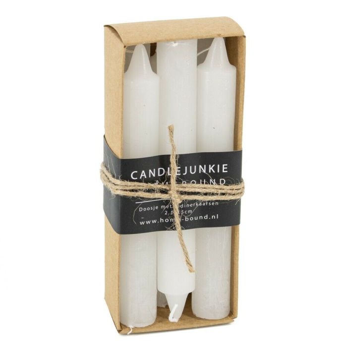 Candle Junkie doosje dinerkaarsen wit