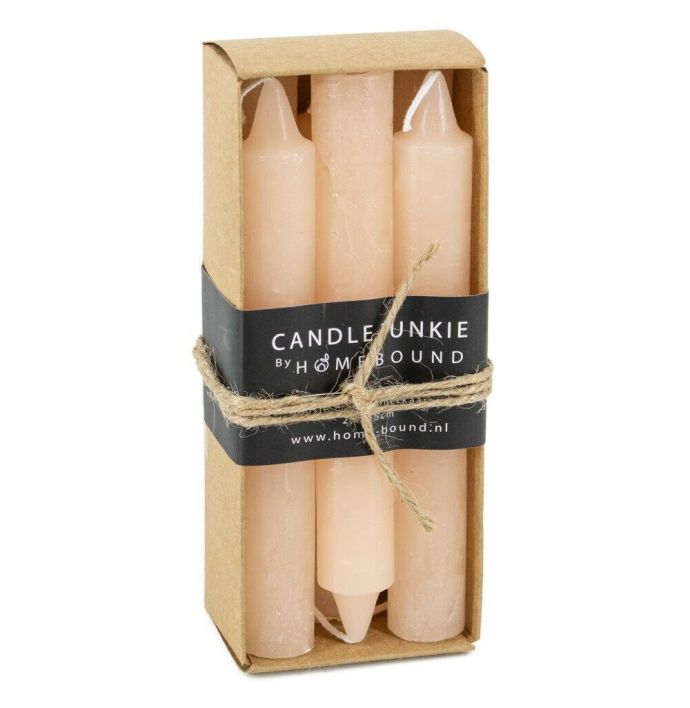 Candle Junkie doosje dinerkaarsen roze