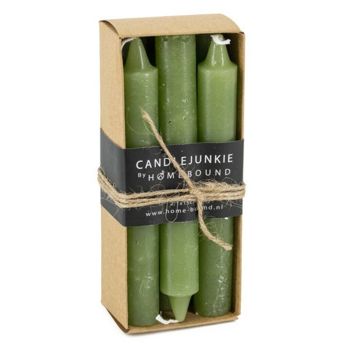 Candle Junkie doosje dinerkaarsen groen