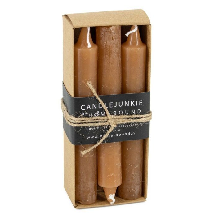 Candle Junkie doosje dinerkaarsen sandstone