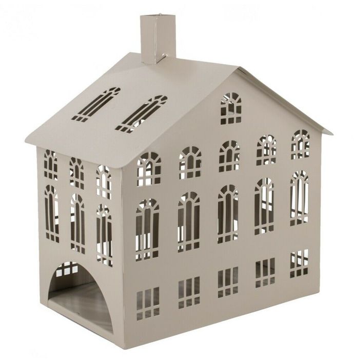 Metalen windlicht huis sand