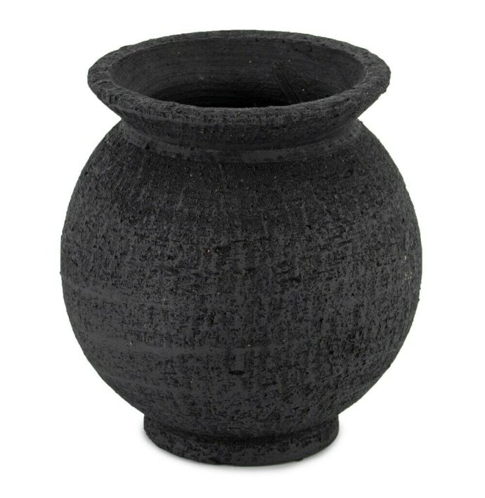 Aardewerk vaas zwart