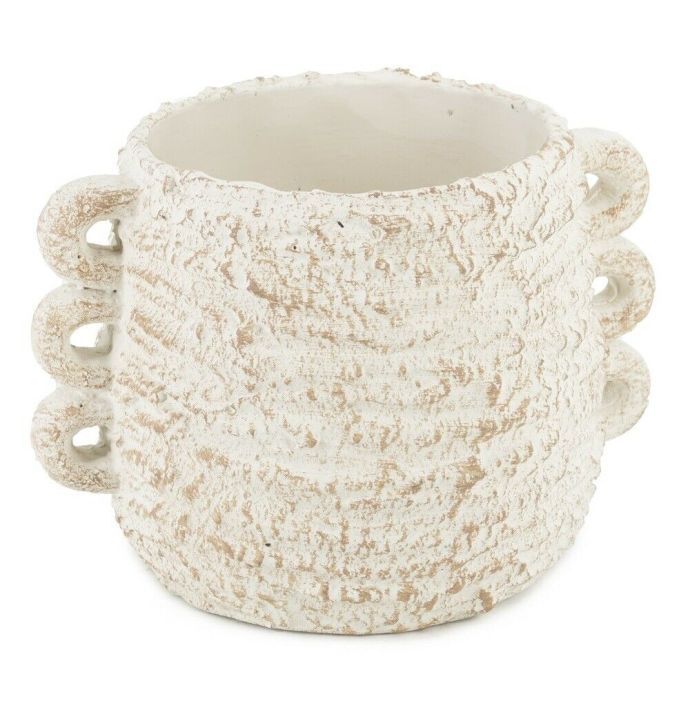 Aardewerk vaas ruffled naturel