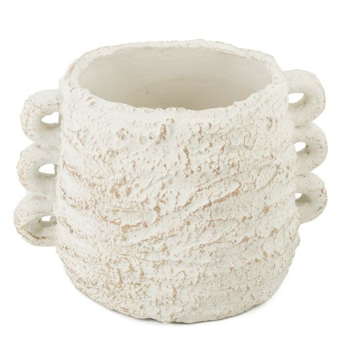 Aardewerk vaas ruffled naturel