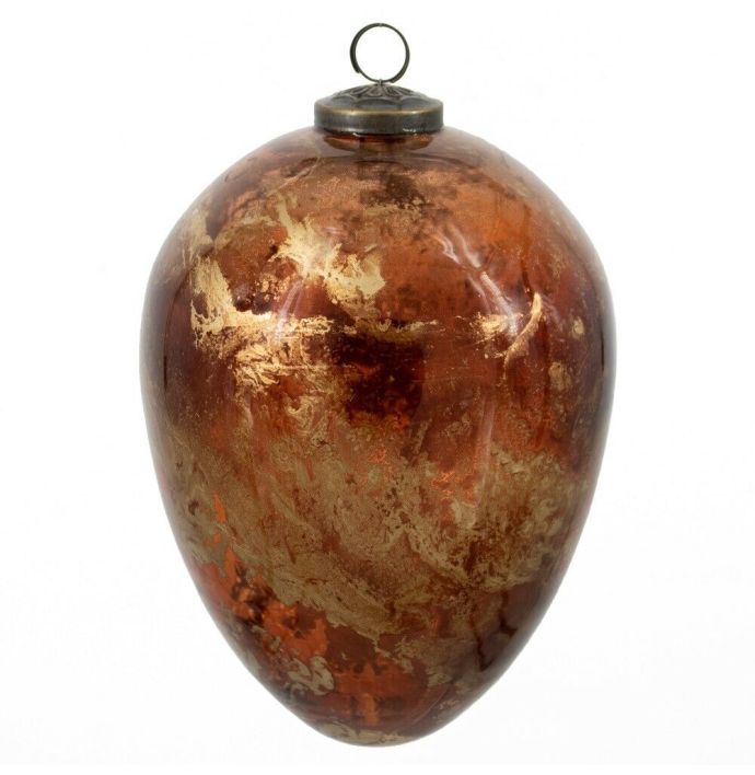 Glazen kerstbal XXL brown marble